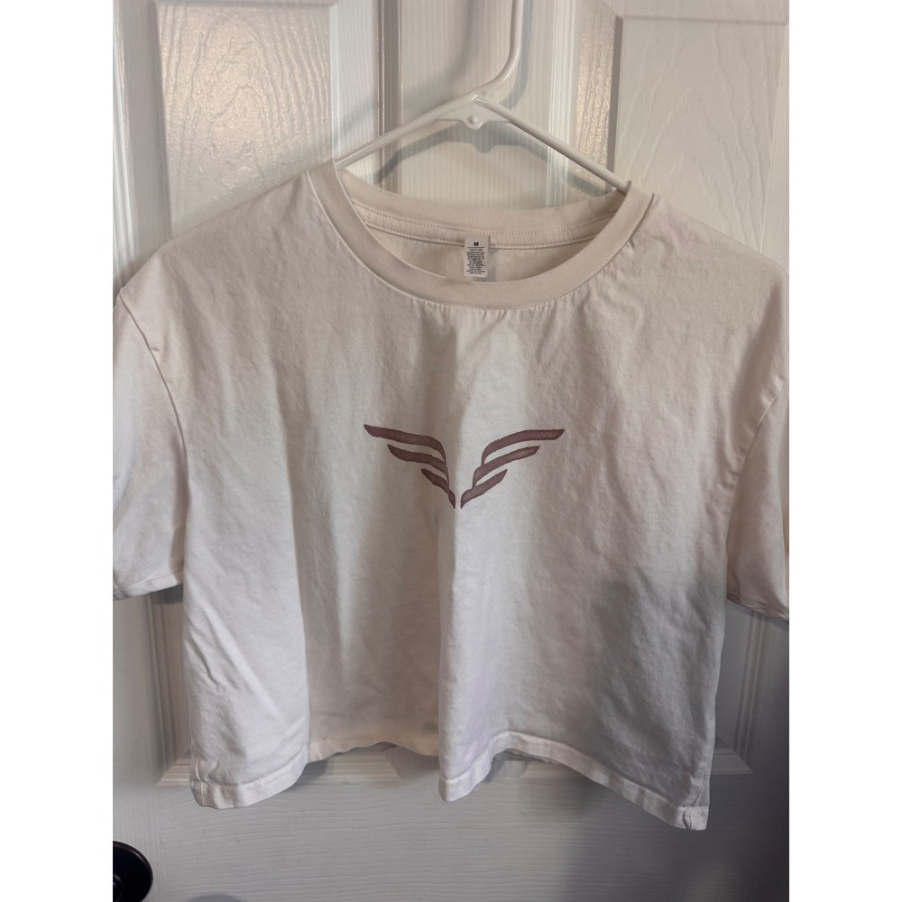 Mumford & Sons Women's Crop T-Shirt Size M Cream Graphic Band Tee